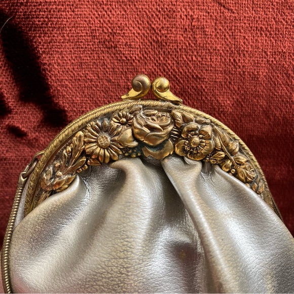 antique walborg silver leather kiss lock bag - Picture 3 of 11